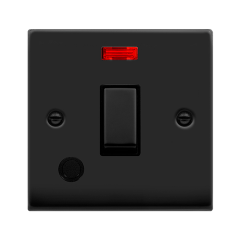 Matt Black 1 Gang 20A Ingot DP Switch With Flex With Neon - Black Trim - SE Home