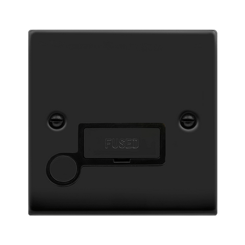 Matt Black 13A Fused Ingot Connection Unit With Flex - Black Trim - SE Home