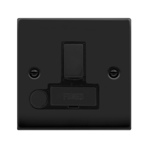 Matt Black 13A Fused Ingot Connection Unit Switched With Flex - Black Trim - SE Home