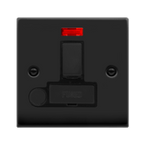 Matt Black 13A Fused Ingot Connection Unit Switched With Neon With Flex - Black Trim - SE Home