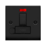 Matt Black - Black Inserts Matt Black 13A Fused Ingot Connection Unit Switched With Neon With Flex - Black Trim