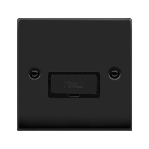 Matt Black - Black Inserts Matt Black 13A Fused Ingot Connection Unit - Black Trim