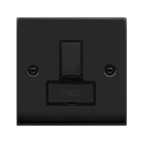 Matt Black 13A Fused Ingot Connection Unit Switched - Black Trim - SE Home