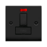 Matt Black - Black Inserts Matt Black 13A Fused Ingot Connection Unit Switched With Neon - Black Trim