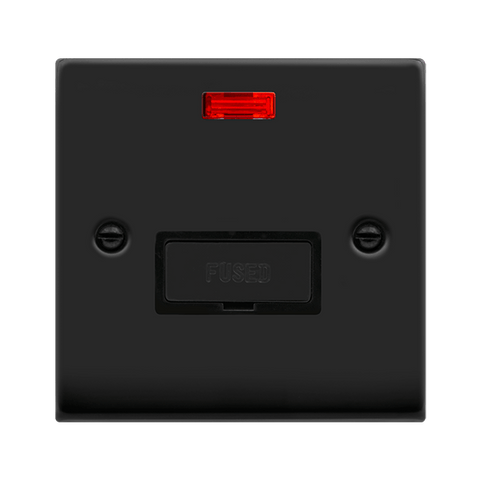 Matt Black 13A Fused Ingot Connection Unit With Neon - Black Trim - SE Home
