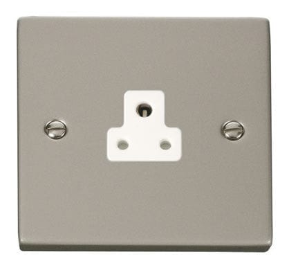 Pearl Nickel - White Inserts Pearl Nickel 1 Gang 2A Round Pin Socket - White Trim
