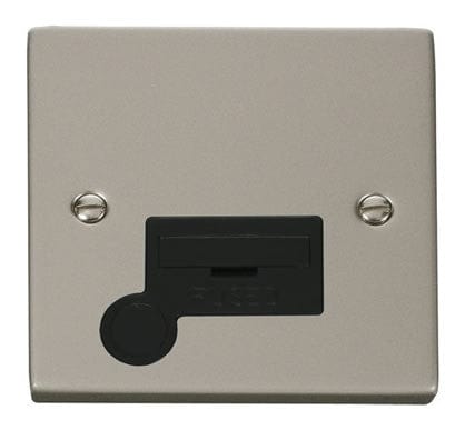 Pearl Nickel - Black Inserts Pearl Nickel 13A Fused Connection Unit With Flex - Black Trim