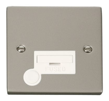 Pearl Nickel - White Inserts Pearl Nickel 13A Fused Connection Unit With Flex - White Trim