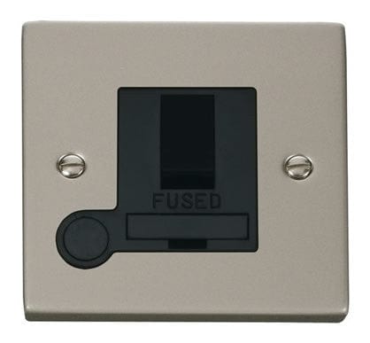 Pearl Nickel - Black Inserts Pearl Nickel 13A Fused Connection Unit Switched With Flex - Black Trim