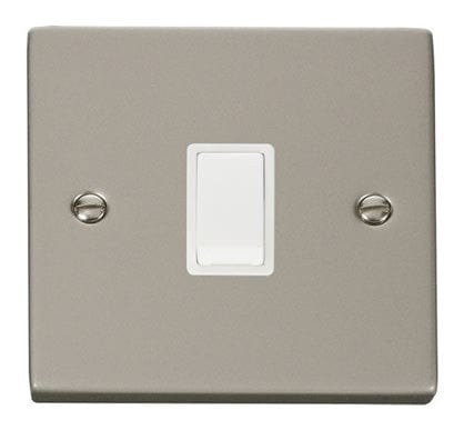 Pearl Nickel - White Inserts Pearl Nickel 1 Gang 20A DP Switch - White Trim