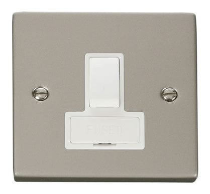 Pearl Nickel - White Inserts Pearl Nickel 13A Fused Connection Unit Switched - White Trim