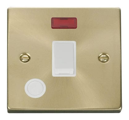 Satin Brass 1 Gang 20A DP Switch With Flex With Neon - White Trim - SE Home