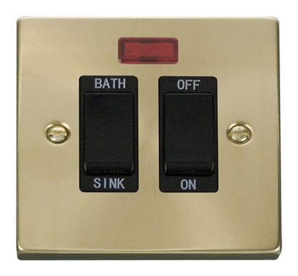 Satin Brass - Black Inserts Satin Brass 20A DP Sink/bath Switch - Black Trim