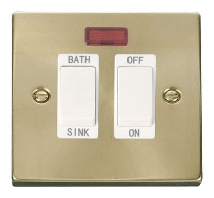Satin Brass 20A DP Sink/bath Switch - Whitev - SE Home
