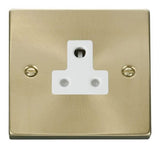 Satin Brass 1 Gang 5A Round Pin Socket - White Trim - SE Home