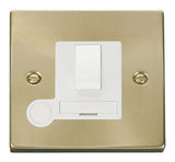 Satin Brass - White Inserts Satin Brass 13A Fused Connection Unit Switched With Flex - White Trim
