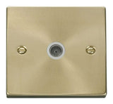 Satin Brass 1 Gang Single Coaxial TV Socket - White Trim - SE Home