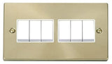 Satin Brass 10A 6 Gang 2 Way Light Switch - White Trim - SE Home