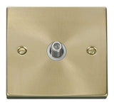 Satin Brass - White Inserts Satin Brass Satellite Socket 1 Gang - White Trim