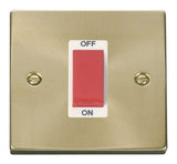 Satin Brass - White Inserts Satin Brass 1 Gang Size 45A Switch - White Trim