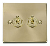 Satin Brass 2 Gang 2 Way 10AX Toggle Light Switch - SE Home