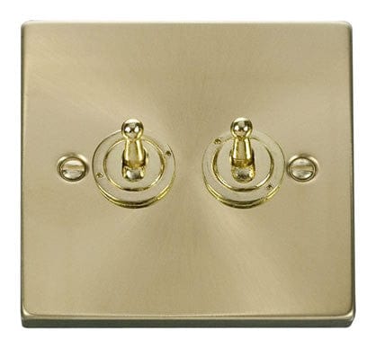 Satin Brass 2 Gang 2 Way 10AX Toggle Light Switch - SE Home