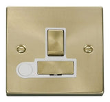 Satin Brass 13A Fused Ingot Connection Unit Switched With Flex - White Trim - SE Home