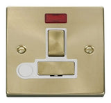 Satin Brass 13A Fused Ingot Connection Unit Switched With Neon With Flex - White Trim - SE Home
