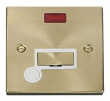 Satin Brass 13A Fused Ingot Connection Unit With Neon With Flex - White Trim - SE Home