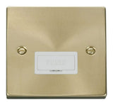 Satin Brass - White Inserts Satin Brass 13A Fused Connection Unit - White Trim