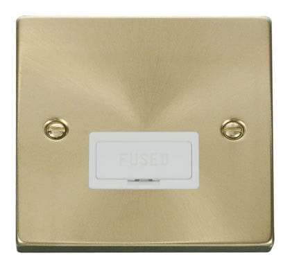 Satin Brass - White Inserts Satin Brass 13A Fused Connection Unit - White Trim