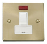 Satin Brass 13A Fused Connection Unit Switched With Neon - White Trim - SE Home