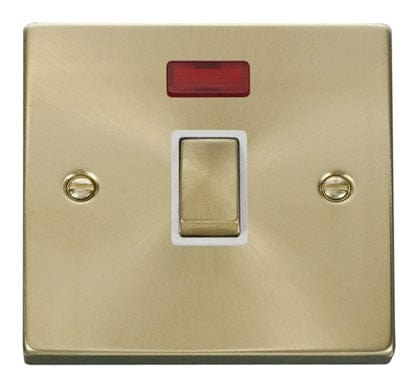 Satin Brass 1 Gang 20A Ingot DP Switch With Neon - White Trim - SE Home