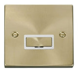 Satin Brass - White Inserts Satin Brass 13A Fused Ingot Connection Unit - White Trim