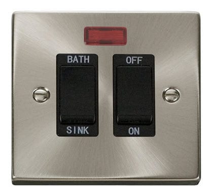 Satin Chrome - Black Inserts Satin Chrome 20A DP Sink/bath Switch - Black Trim
