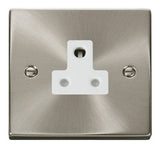 Satin Chrome 1 Gang 5A Round Pin Socket - White Trim - SE Home
