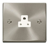 Satin Chrome 1 Gang 2A Round Pin Socket - White Trim - SE Home