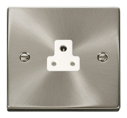 Satin Chrome 1 Gang 2A Round Pin Socket - White Trim - SE Home