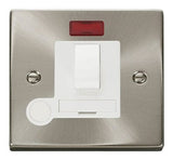 Satin Chrome 13A Fused Connection Unit Switched With Neon With Flex - White Trim - SE Home