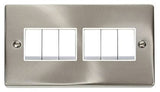 Satin Chrome 10A 6 Gang 2 Way Light Switch - White Trim - SE Home