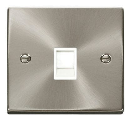Satin Chrome Rj11 Socket - White Trim - SE Home