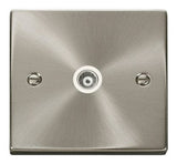 Satin Chrome Single Isolated Coaxial Socket - White Trim - SE Home