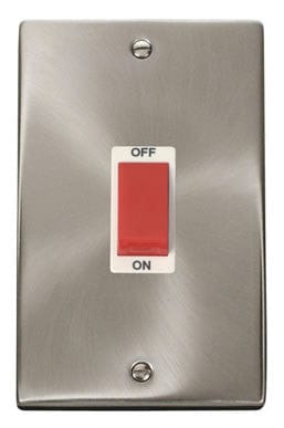Satin Chrome 2 Gang Size 45A Switch - White Trim - SE Home