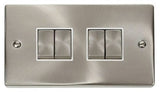 Satin Chrome 10A 4 Gang 2 Way Ingot Light Switch - White Trim - SE Home