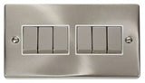 Satin Chrome 10A 6 Gang 2 Way Ingot Light Switch - White Trim - SE Home