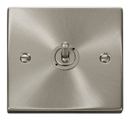 Satin Chrome - White Inserts Satin Chrome 1 Gang 2 Way 10AX Toggle Light Switch