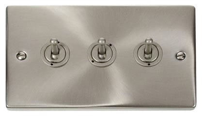Satin Chrome 3 Gang 2 Way 10AX Toggle Light Switch - SE Home