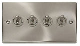Satin Chrome 4 Gang 2 Way 10AX Toggle Light Switch - SE Home