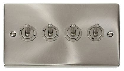 Satin Chrome 4 Gang 2 Way 10AX Toggle Light Switch - SE Home