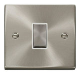 Satin Chrome 10A 1 Gang Intermediate Ingot Light Switch - White Trim - SE Home